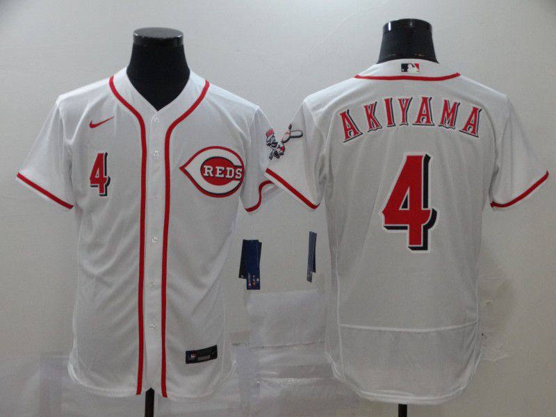 Men Cincinnati Reds #4 Akiyama White Nike Elite MLB Jerseys->cincinnati reds->MLB Jersey